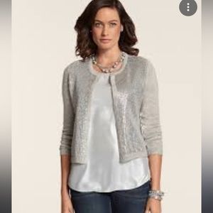 Chico's On Front Button Wool Blend Cardigan size